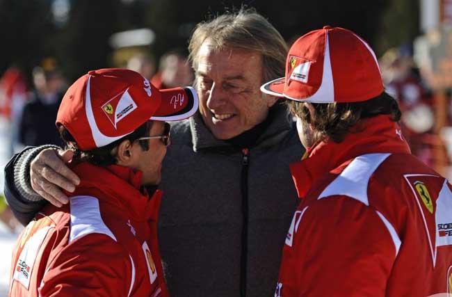 ferrari Felipe Massa com Montezemolo e Alonso