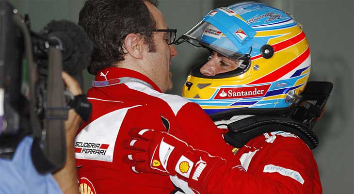 Stefano Domenicali e Fernando Alonso na Ferrari