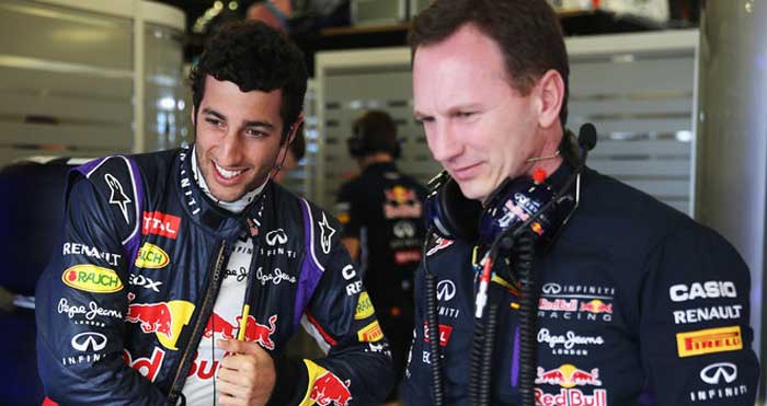 Daniel Ricciardo e Christian Horner