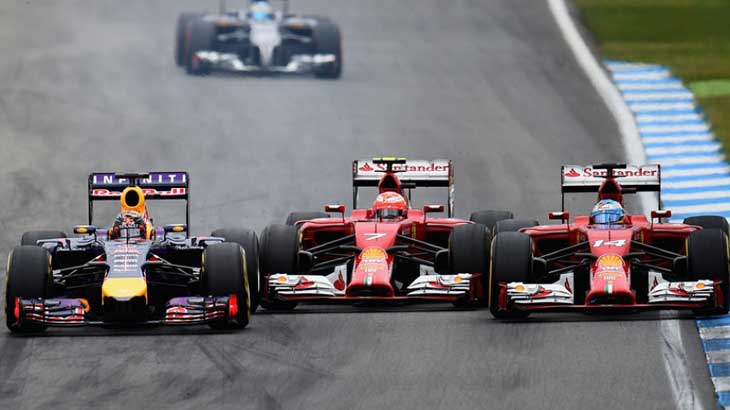 Vettel e Alonso espremem Raikkonen no hairpin de Hockenheim