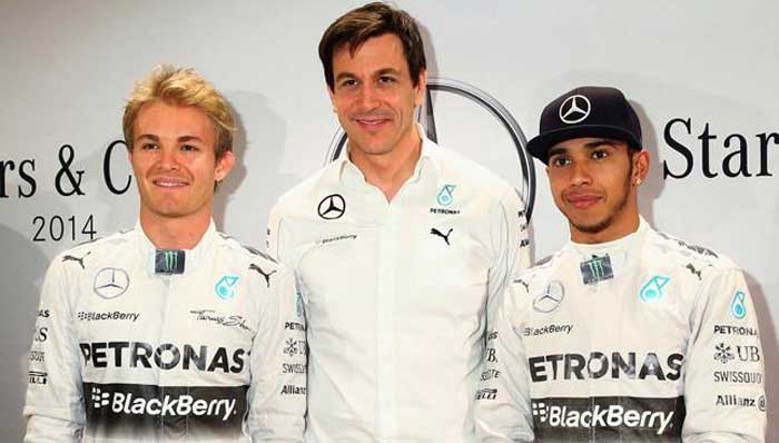 Nico Rosberg, Toto Wolff e Lewis Hamilton