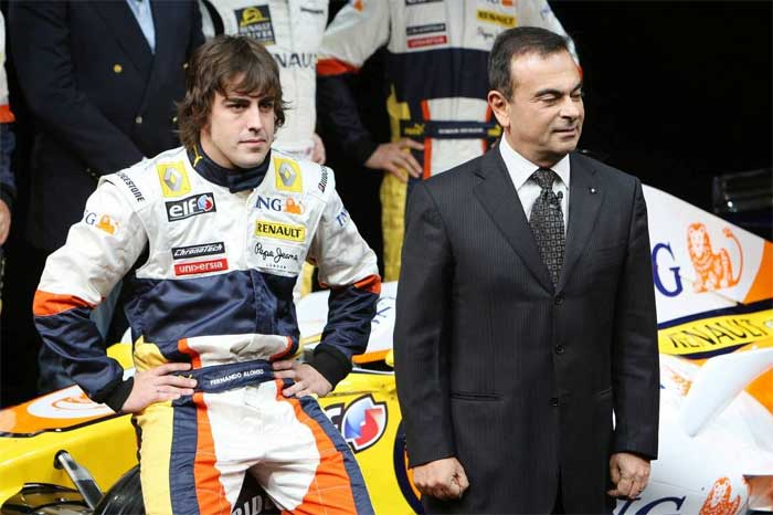 Fernando Alonso e Carlos Ghosn em 2008