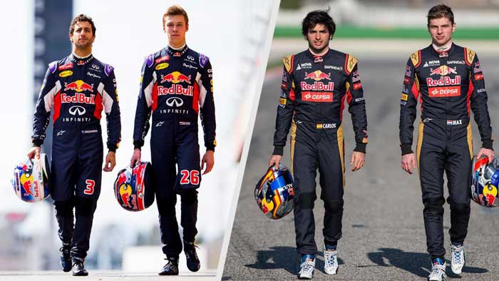 Ricciardo, Kvyat, Sainz e Verstappen