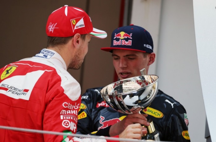 Sebastian Vettel e Max Verstappen