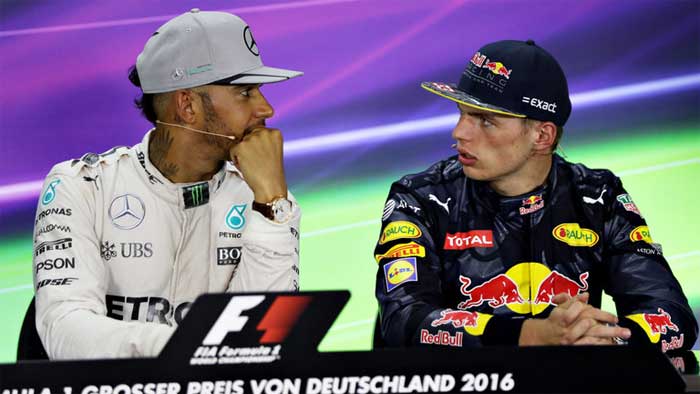 Lewis Hamilton e Max Verstappen