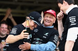 Nico Rosberg, Niki Lauda e Toto Wolff