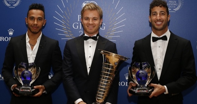Hamilton, Rosberg e Ricciardo