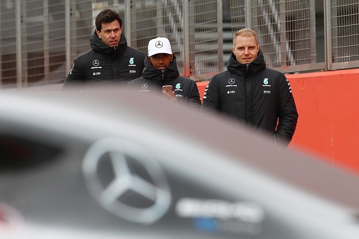 Toto Wolff, Lewis Hamilton e Valtteri Bottas