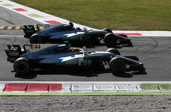 Hamilton e Bottas comemoram em Monza