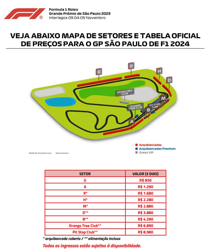 Preços dos ingressos para GP de São Paulo de Fórmula 1-2023 são