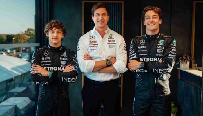 Toto Wolff acompanha disputa entre Kimi Antonelli e George Russell no GP do Canadá de F1 2026