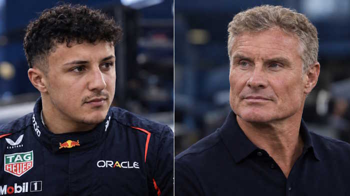 Montagem ilustrativa de Isack Hadjar e David Coulthard lado a lado